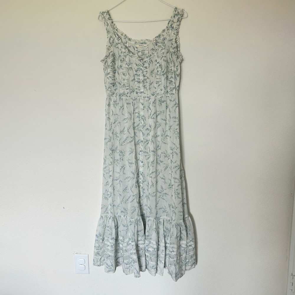 Doen Claribelle Cotton Midi Dress Blanc Bluebell Ballad - Picture 4 of 10